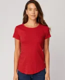 Cotton Heritage W1218 Slubby Scallop Bottom Tee Red