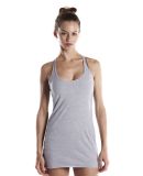 US Blanks 575 Ladies Raw Edge Sheer Jersey Racer T in Heather grey