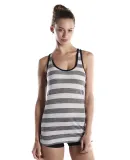 US Blanks 525 Ladies Slub Racer Tank in White/ black