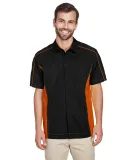 North End 87042 Men's Fuse Colorblock Twill Shirt BLACK/ ORANGE