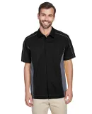 North End 87042 Men's Fuse Colorblock Twill Shirt BLACK/ CARBON