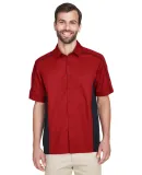 North End 87042 Men's Fuse Colorblock Twill Shirt CLASSIC RED/ BLK