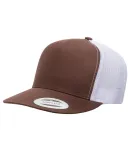 Yupoong 6006 Five-Panel Classic Trucker Cap  BROWN/ WHITE