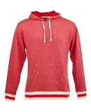 J America 8701 Peppered Fleece Lapover Hooded Pull Red Pepper