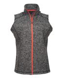 J America 8625 Cosmic Fleece Women's Vest Charcoal Fleck/ Fire Coral