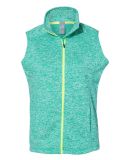 J America 8625 Cosmic Fleece Women's Vest Emerald/ Neon Yellow