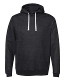 J America 8677 Melange Fleece Hooded Pullover Swea Black