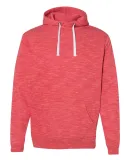 J America 8677 Melange Fleece Hooded Pullover Swea Red