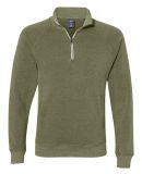 J America 8869 Triblend 1/4 Zip Pullover Sweatshir in Olive triblend