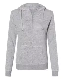 J America 8656 Cozy Fleece Women's Full-Zip Hooded Smoke Heather