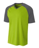 A4 Apparel N3373 Adult Polyester V-Neck Strike Jer LIME/ GRAPHITE