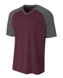 A4 Apparel N3373 Adult Polyester V-Neck Strike Jer MAROON/ GRAPHITE