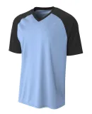 A4 Apparel N3373 Adult Polyester V-Neck Strike Jer LIGHT BLUE/ BLK