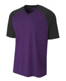 A4 Apparel N3373 Adult Polyester V-Neck Strike Jer PURPLE / BLACK