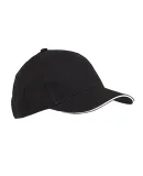 BX004 Big Accessories 6-Panel Twill Sandwich Baseb BLACK/ WHITE