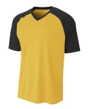 A4 Apparel NB3373 Youth Polyester V-Neck Strike Je GOLD/ BLACK