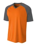 A4 Apparel NB3373 Youth Polyester V-Neck Strike Je SFTY ORNGE/ GRPH