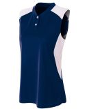 A4 Apparel NW3318 Ladies' Sleeveless 2 Button Henl Navy/White