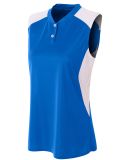 A4 Apparel NW3318 Ladies' Sleeveless 2 Button Henl Royal/White