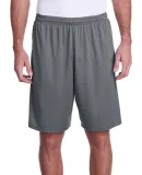 A4 Apparel N5005 Men's Color Block Pocketed  Short GRAPHITE/ BLACK