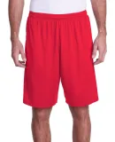 A4 Apparel N5005 Men's Color Block Pocketed  Short SCARLET/ GRAPHIT