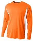 A4 Apparel N3183 Men's Long Sleeve Color Block T-S Orange/White