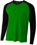 A4 Apparel N3374 Men's Long Sleeve Strike Raglan T Kelly Black
