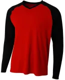 A4 Apparel N3374 Men's Long Sleeve Strike Raglan T Scarlet/Black