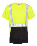 ML Kishigo 9162 Black Bottom Class 2 T-Shirt in Lime