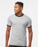 Tultex 246 / Unisex Fine Jersey Ringer Tee in Heather grey/ black