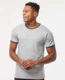 Tultex 246 / Unisex Fine Jersey Ringer Tee in Heather grey/ heather charcoal