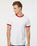 Tultex 246 / Unisex Fine Jersey Ringer Tee in White/ red