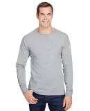 Hanes W120 Workwear Long Sleeve Pocket T-Shirt Light Steel