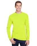 Hanes W120 Workwear Long Sleeve Pocket T-Shirt Safety Green