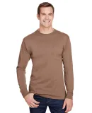 Hanes W120 Workwear Long Sleeve Pocket T-Shirt Army Brown