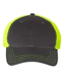 Richardson Hats 111 Garment-Washed Trucker Cap in Charcoal/ neon yellow