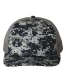 Richardson Hats 112P Patterned Snapback Trucker Ca in Navy digital camo/ charcoal