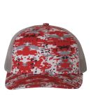 Richardson Hats 112P Patterned Snapback Trucker Ca in Red digital camo/ charcoal