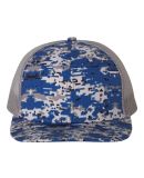 Richardson Hats 112P Patterned Snapback Trucker Ca in Royal digital camo/ charcoal