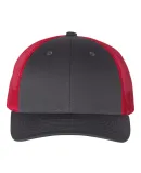 Richardson Hats 115 Low Pro Trucker Cap in Charcoal/ red