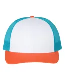 Richardson Hats 115 Low Pro Trucker Cap in White/ blue hawaiin/ pale orange