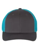 Richardson 110 Fitted Trucker Hat with R-Flex in Charcoal/ neon blue