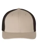 Richardson 110 Fitted Trucker Hat with R-Flex in Khaki/ coffee