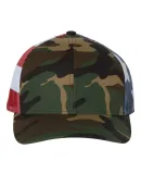 Richardson Hats 112PM Printed Mesh-Back Trucker Ca in Green camo/ stars & stripes