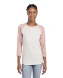 Jerzees 560RR Premium Blend Ringspun Three-Quarter in Sweet cream heather/ blush pink