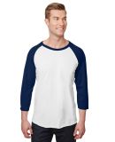 Jerzees 560RR Premium Blend Ringspun Three-Quarter in White/ j. navy