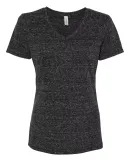 Jerzees 88WVR Women's Snow Heather Jersey V-Neck Black Ink