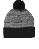 Sport Tek STC41 Sport-Tek    Heather Pom Pom Beani Black/Grey Hth