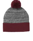 Sport Tek STC41 Sport-Tek    Heather Pom Pom Beani Maroon/Grey He