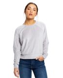 Ladies' Velour Long Sleeve Crop Shirt in Silver